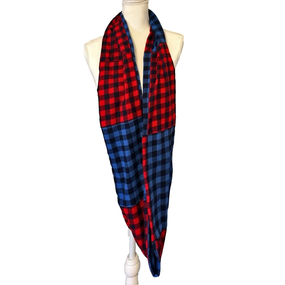 Handmade Woman's Lightweight Flannel Infinity/Cowl Scarf Plaid Upcycled